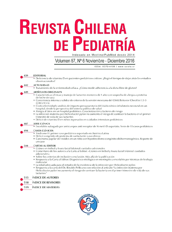 Go to journal home page - Revista Chilena de Pediatría